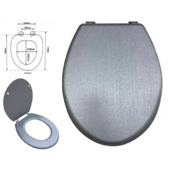 COPRIWATER COPRI SEDILE WC BAGNO UNIVERSALE CERNIERE ACCIAIO GRIGIO LUCIDO 52969A