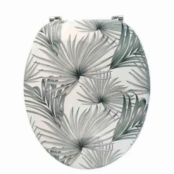 COPRIWATER IN LEGNO MDF TAVOLETTA DA BAGNO WC CON STAMPA TROPICALE CERNIERE 87100