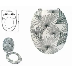 COPRIWATER IN LEGNO MDF TAVOLETTA DA BAGNO WC CON STAMPA TROPICALE CERNIERE 87100