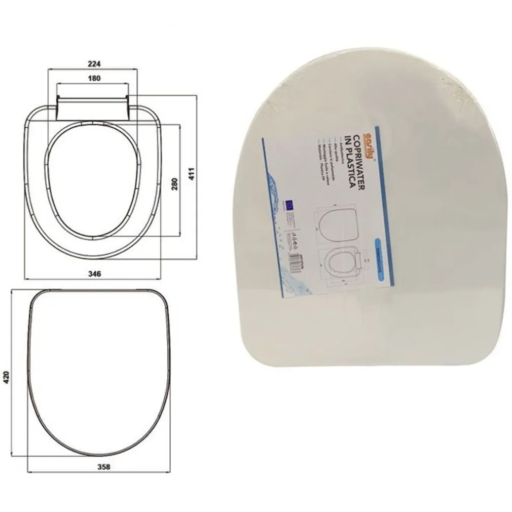 COPRIWATER SEDILE COPRIVASO WC TAVOLETTA DA BAGNO IN PLASTICA IRIS BIANCO 87636