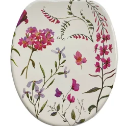 COPRIWATER SEDILE WC BAGNO IN MDF UNIVERSALE CERNIERE ACCIAIO BIANCO FIORI 59123