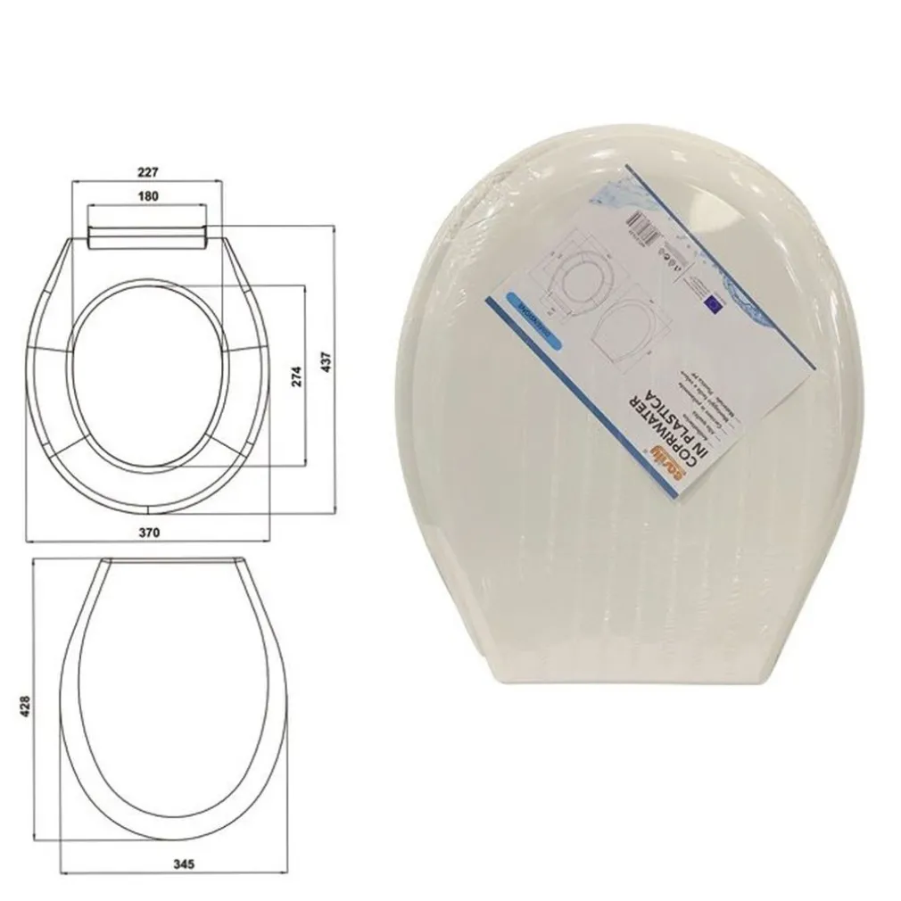 COPRIWATER SEDILE WC COPRIVASO IN PLASTICA TAVOLETTA DA BAGNO LILIA BIANCO 87639