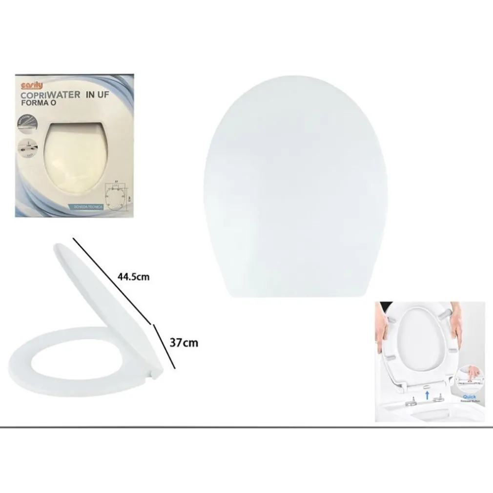 COPRIWATER UF UNIVERSALE SEDILE WC WATER BAGNO FORMA O CHIUSURA AMMORTIZZATA BIANCO 87644