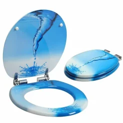 COPRIWATER UNIVERSALE CON STAMPA VORTICE ACQUA COPRI TAVOLETTA WC BAGNO LEGNO