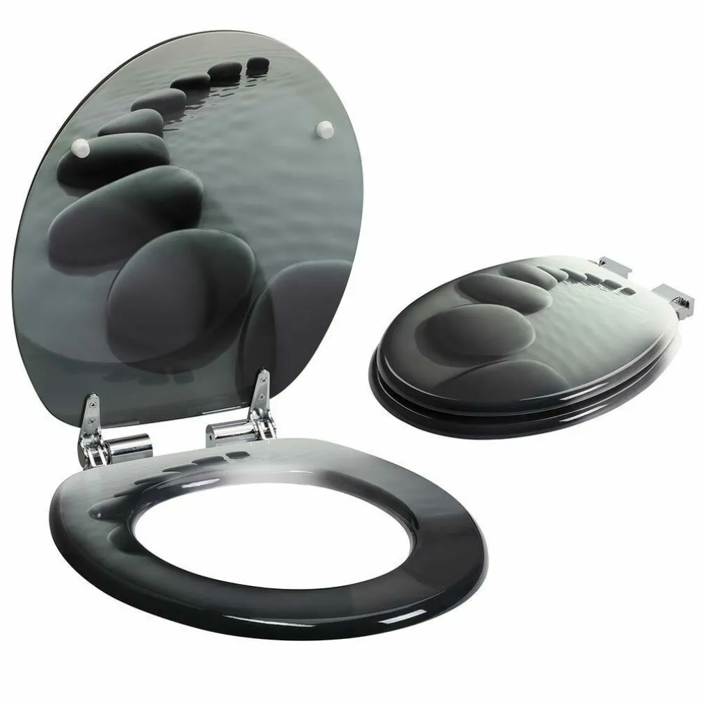 COPRIWATER UNIVERSALE CON STAMPA PIETRE ZEN COPRI TAVOLETTA WC BAGNO LEGNO MDF