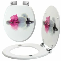 COPRIWATER UNIVERSALE CON STAMPA PIETRE FOGLIA COPRI TAVOLETTA WC BAGNO LEGNO