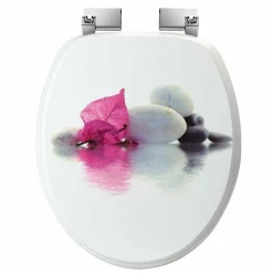 COPRIWATER UNIVERSALE CON STAMPA PIETRE FOGLIA COPRI TAVOLETTA WC BAGNO LEGNO