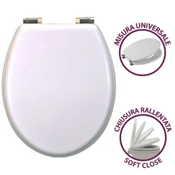 COPRIWATER UNIVERSALE IN LEGNO MDF CHIUSURA RALLENTATA SOFT CLOSE LACCATO BIANCO