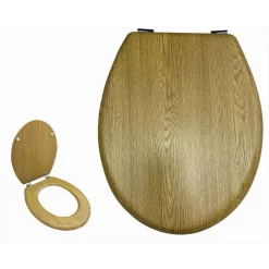 COPRIWATER UNIVERSALE IN LEGNO TAVOLETTA BAGNO WC CERNIERE IN ACCIAIO INOX 52953A