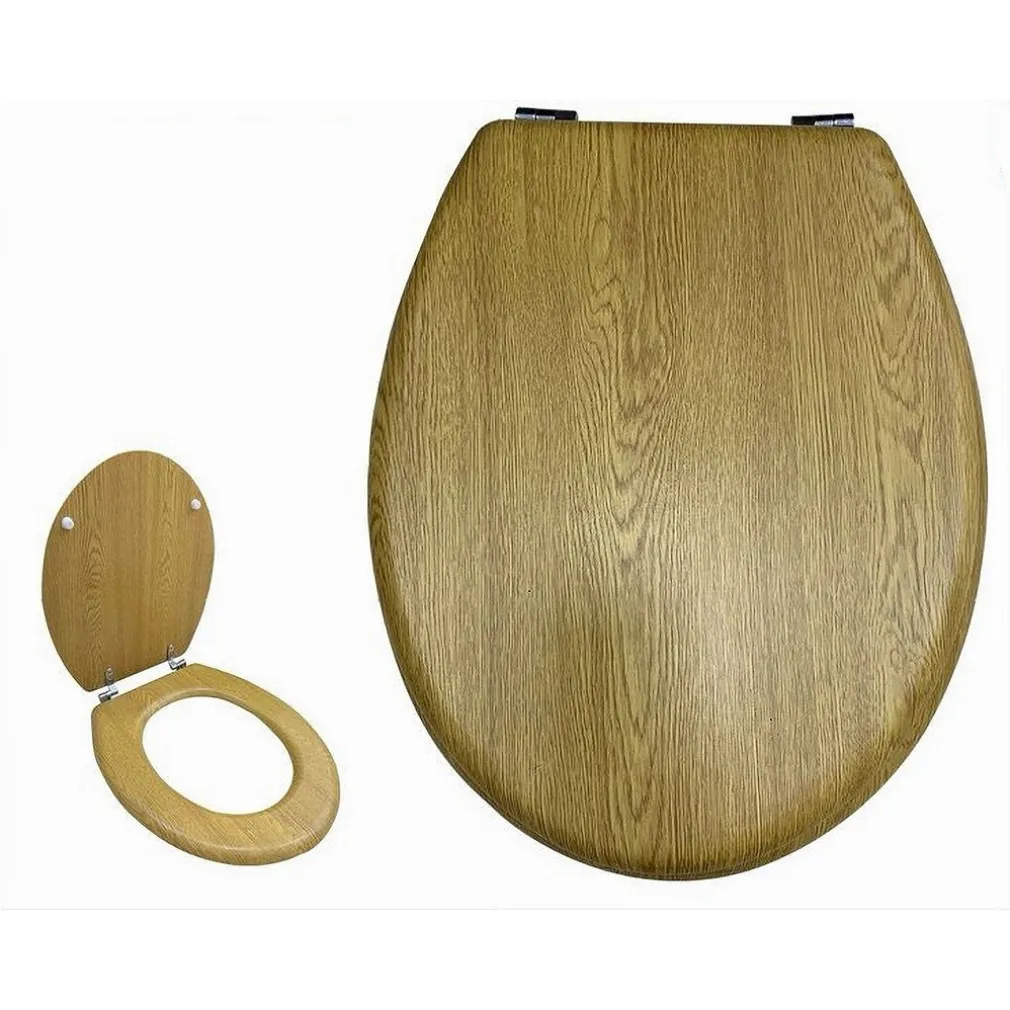 COPRIWATER UNIVERSALE IN LEGNO TAVOLETTA BAGNO WC CERNIERE IN ACCIAIO INOX 52953A