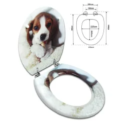 COPRIWATER UNIVERSALE IN LEGNO MDF RESISTENTE CON STAMPA CANE BEAGLE CERNIERE WC