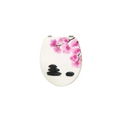 COPRIWATER UNIVERSALE LEGNO PIETRA SASSI NERO E FIORI SEDILE TAVOLETTA TAZZA