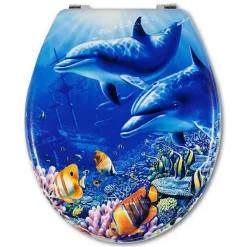 COPRIWATER UNIVERSALE LEGNO MDF STAMPA CERNIERE ACCIAIO WC BAGNO FONDALE MARINO