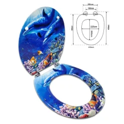 COPRIWATER UNIVERSALE LEGNO MDF STAMPA CERNIERE ACCIAIO WC BAGNO FONDALE MARINO