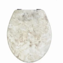 COPRIWATER UNIVERSALE LEGNO MDF TAVOLETTA BAGNO WC MARMO BEIGE CERNIERE 52966A