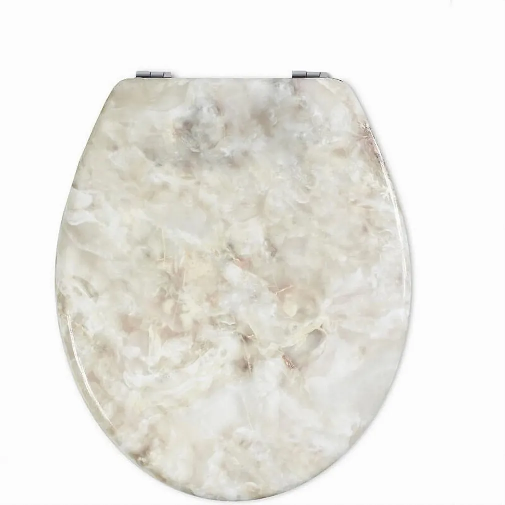 COPRIWATER UNIVERSALE LEGNO MDF TAVOLETTA BAGNO WC MARMO BEIGE CERNIERE 52966A