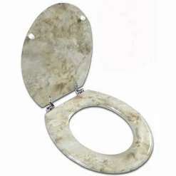 COPRIWATER UNIVERSALE LEGNO MDF TAVOLETTA BAGNO WC MARMO BEIGE CERNIERE 52966A