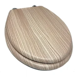 COPRIWATER UNIVERSALE SERIGRAFATO TAVOLETTA WC LEGNO ROVERE MDF CERNIERE 44X36CM