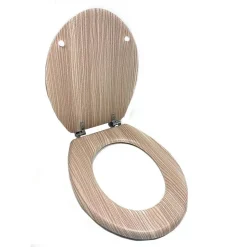 COPRIWATER UNIVERSALE SERIGRAFATO TAVOLETTA WC LEGNO ROVERE MDF CERNIERE 44X36CM