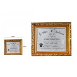 CORNICE PER FOTO CERTIFICATI QUADRI TELE DIMENSIONI A4 20 X 30 CM DORATO