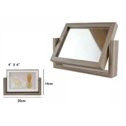 CORNICE PER FOTO FOTOGRAFIE CON SPECCHIO 10 X 15 CM DOPPIA GIREVOLE IN LEGNO