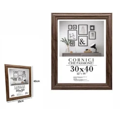CORNICE PER FOTO PORTA FOTOGRAFIE QUADRI TELE 30X40 CM MODELLO LEGNO SCURO 71639