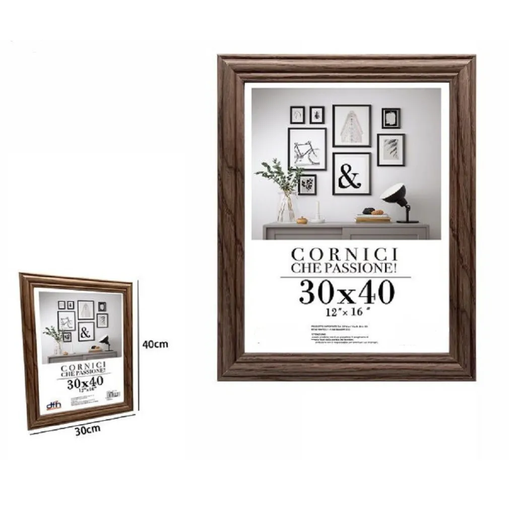 CORNICE PER FOTO PORTA FOTOGRAFIE QUADRI TELE 30X40 CM MODELLO LEGNO SCURO 71639
