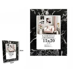 CORNICE PORTA FOTO QUADRI TELE POSTER 15 X 20CM MODELLO EFFETTO MARMO NERO 71669