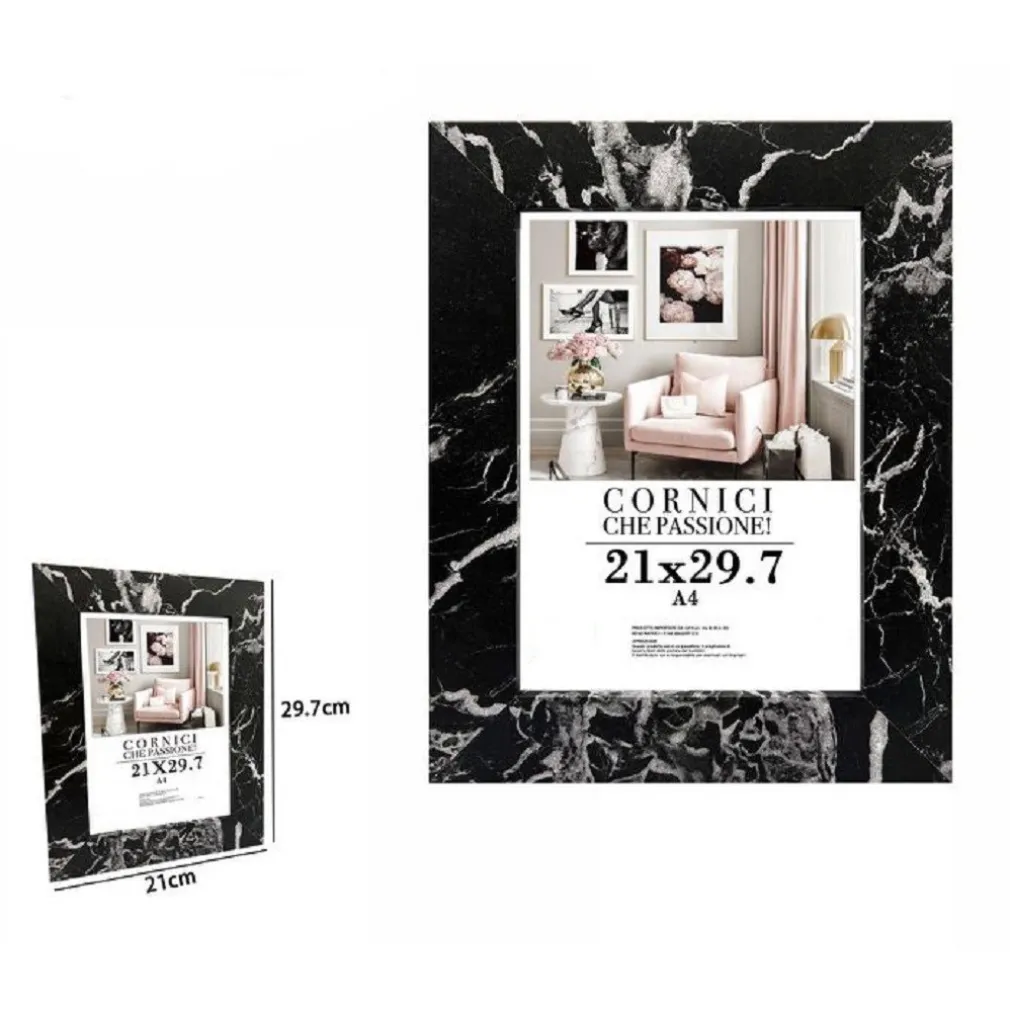 CORNICE PORTA FOTO QUADRI TELE POSTER 21X29.7CM MODELLO EFFETTO MARMO NERO 71673
