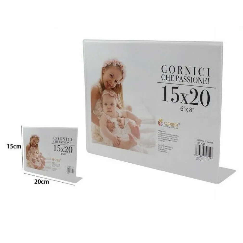 CORNICE PORTAFOTO PORTA FOTO FOTOGRAFIE ACRILICO ORIZZONTALE STAND 15X20CM 70329