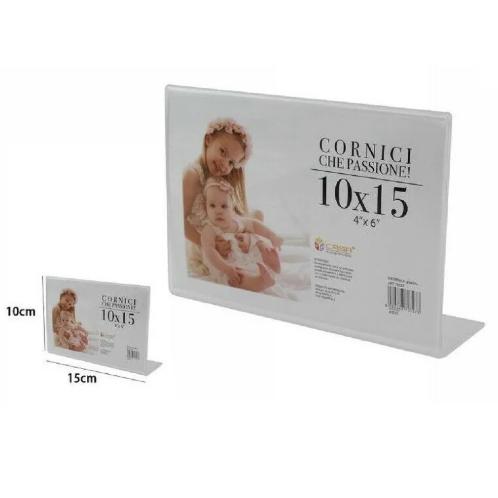 CORNICE PORTAFOTO PORTA FOTO FOTOGRAFIE ACRILICO ORIZZONTALE STAND 10X15CM 70327