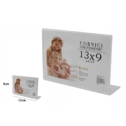 CORNICE PORTAFOTO PORTA FOTO FOTOGRAFIE ACRILICO ORIZZONTALE STAND 13X9 CM 70326