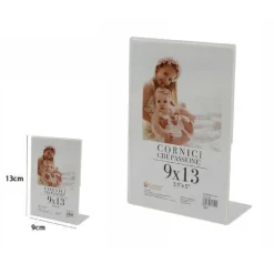 CORNICE PORTAFOTO PORTA FOTO FOTOGRAFIE IN ACRILICO VERTICALE STAND 9X13CM 70320
