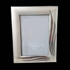 CORNICE PORTAFOTO PORTA FOTO FOTOGRAFIA 9 X 13 CM SILVER FOGLIE EFFETTO SATINATO
