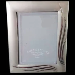 CORNICE PORTAFOTO PORTA FOTO FOTOGRAFIA 15X20CM SILVER FOGLIE EFFETTO SATINATO