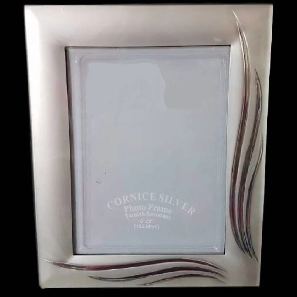 CORNICE PORTAFOTO PORTA FOTO FOTOGRAFIA 15X20CM SILVER FOGLIE EFFETTO SATINATO