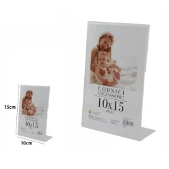 CORNICE PORTAFOTO PORTA FOTO FOTOGRAFIE ACRILICO VERTICALE STAND 10 X 15CM 70321