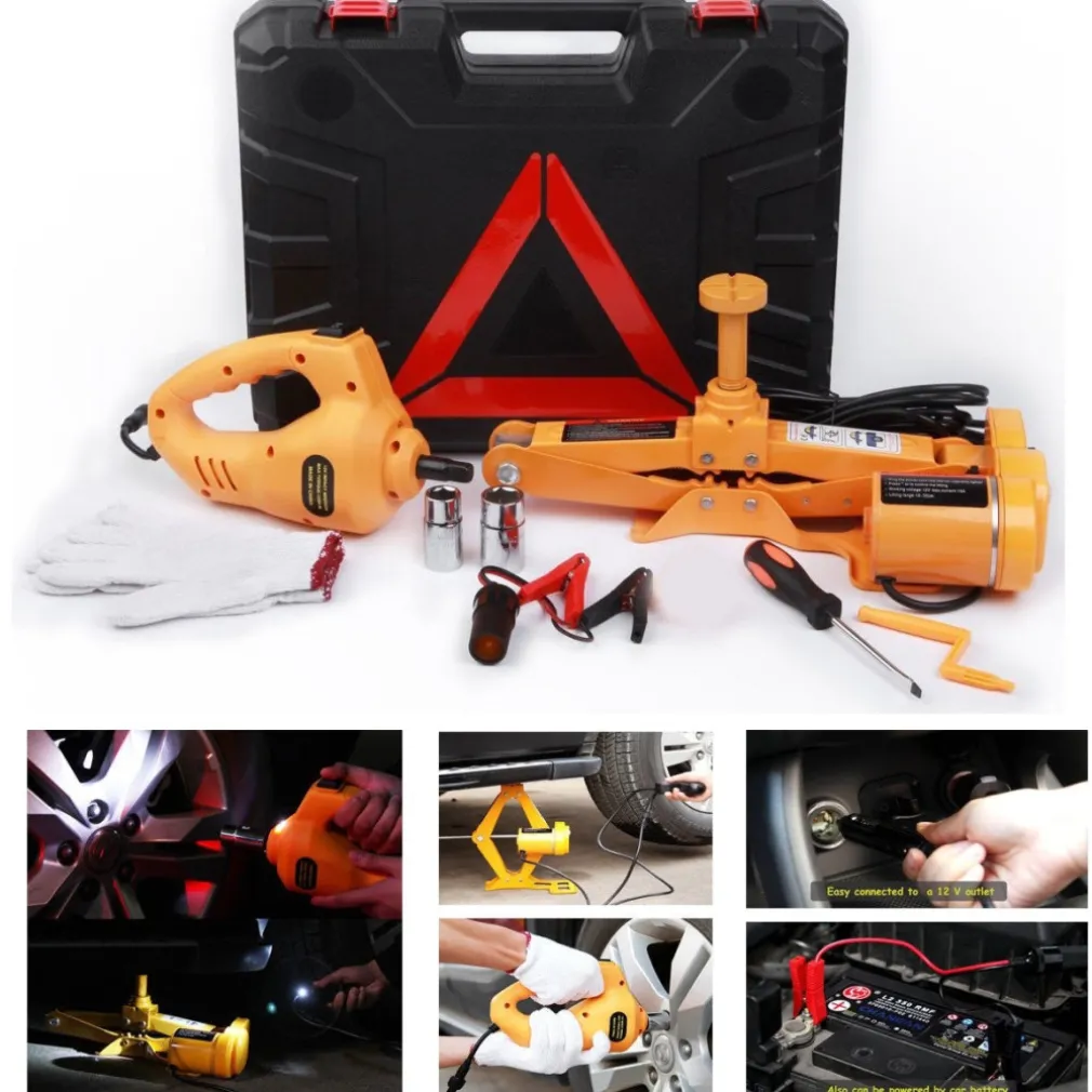 CRICK ELETTRICO SOLLEVATORE PANTOGRAFO AUTO 3 TON 12V AVVITATORE IMPATTO BUSSOLE