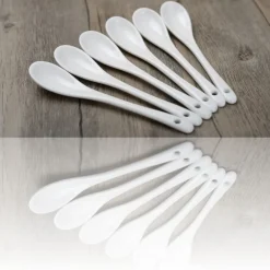 CUCCHIAINI DI PORCELLANA BIANCA 6 PZ CUCINA CUCCHIAINO CAFFÈ IDEA REGALO