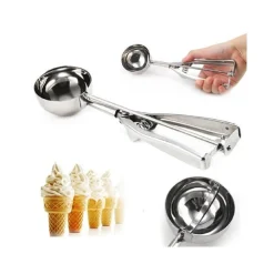 CUCCHIAIO PORZIONATORE GELATO DOSATORE PALLINE MOLLA ICE CREAM SFERA 4CM ACCIAIO