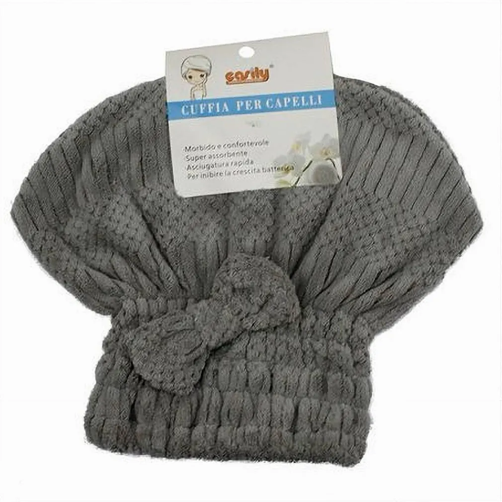 CUFFIA ASCIUGA CAPELLI ASCIUGAMANO DOCCIA MORBIDO ASSORBENTE FIOCCO GRIGIO 79629