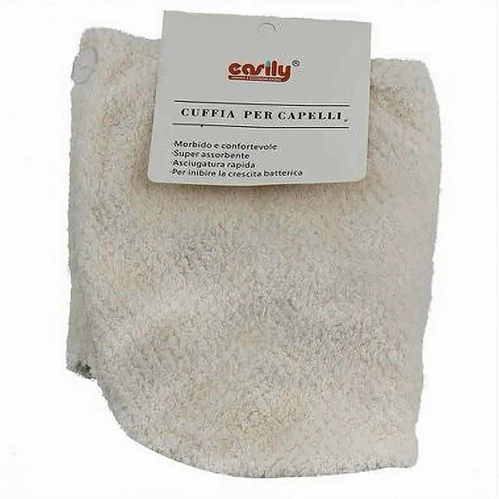 CUFFIA ASCIUGAMANO ASSORBENTE SHAMPOO BAGNO DOCCIA ASCIUGA CAPELLI BEIGE 69608