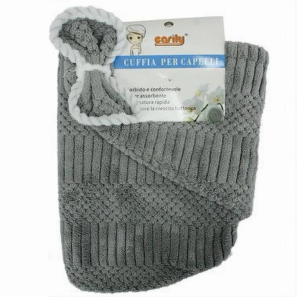 CUFFIA ASCIUGAMANO SHAMPOO BAGNO DOCCIA ASCIUGA CAPELLI FIOCCHETTO GRIGIO 79635