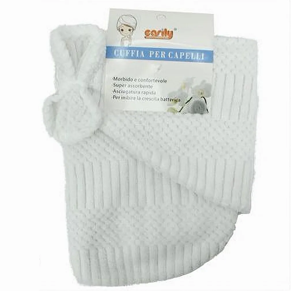 CUFFIA ASCIUGAMANO SHAMPOO BAGNO DOCCIA ASCIUGA CAPELLI FIOCCHETTO BIANCO 79630