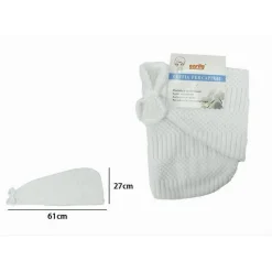 CUFFIA ASCIUGAMANO SHAMPOO BAGNO DOCCIA ASCIUGA CAPELLI FIOCCHETTO BIANCO 79630