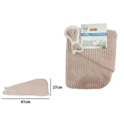 CUFFIA ASCIUGAMANO SHAMPOO BAGNO DOCCIA ASCIUGA CAPELLI FIOCCHETTO ROSA 79631