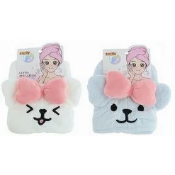 CUFFIA CAPELLI ASCIUGAMANO ASSORBENTE SHAMPOO BAGNO DOCCIA CAGNOLINA FIOCCO 10740