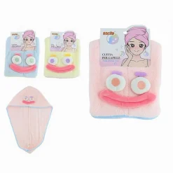 CUFFIA CAPELLI ASCIUGAMANO ASCIUGA ASSORBENTE SHAMPOO BAGNO DOCCIA CON FACCIA 10736