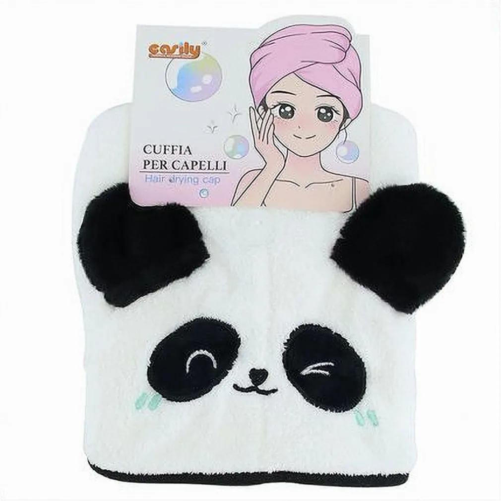 CUFFIA PER CAPELLI ASCIUGAMANO ASSORBENTE SHAMPOO BAGNO DOCCIA ASCIUGA PANDA 10732