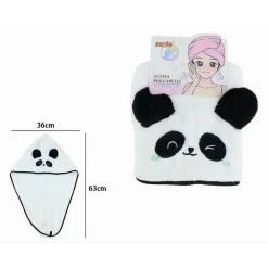 CUFFIA PER CAPELLI ASCIUGAMANO ASSORBENTE SHAMPOO BAGNO DOCCIA ASCIUGA PANDA 10732
